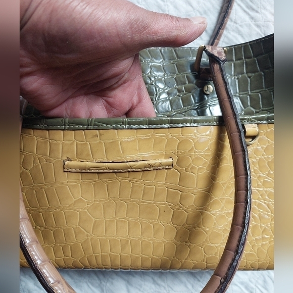 Jeanne Lottie 3-Tone Synthetic Alligator Embossed Satchel Bag - Picture 7 of 16